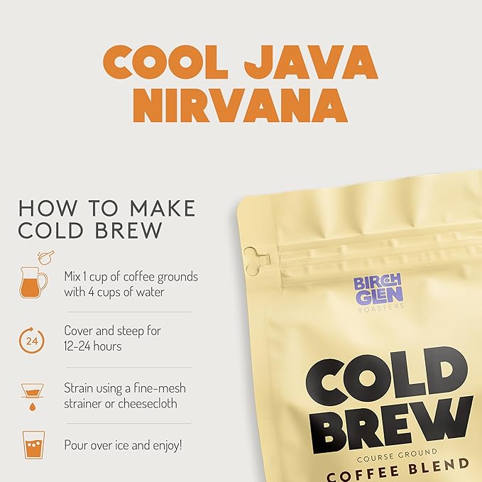 Birch Glen Roasters Cold Brew Coffee | Flavored Coarse Ground Coffee | Medium Roast | Artisanal Roasting | 100% Arabica |1 LB Bag | S'mores
