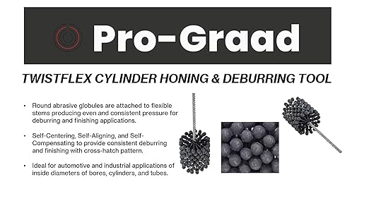 TwistFlex Cylinder Hone | 3-1/2" 320AO for Brake Cylinders, Valve Guides, Hydraulics, 3.5" Diameter for Hole Diameters 3.26"- 3.51" | Aluminum Oxide 320 Grit | 0.315" Shank | 13.5" Length