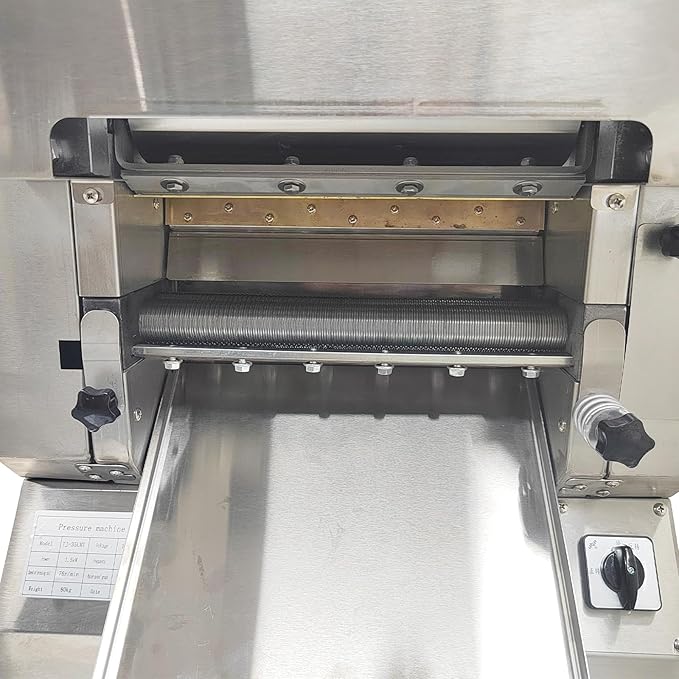 TECHTONGDA Electric Noodle Making Dough Roller Pasta Dumpling Skin Maker Noodle Cutting Machine 2200W 11.4inch Roller with 2mm Round Cutter Head