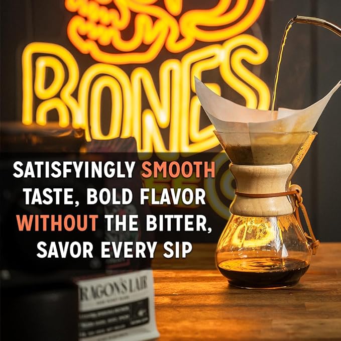 Bones Coffee Company Frankenbones Chocolate and Hazelnut Flavored Coffee, Medium Roast Low Acid Arabica Beans Compatible with Auto drip and French Press Coffee Maker, 12 Oz Ground