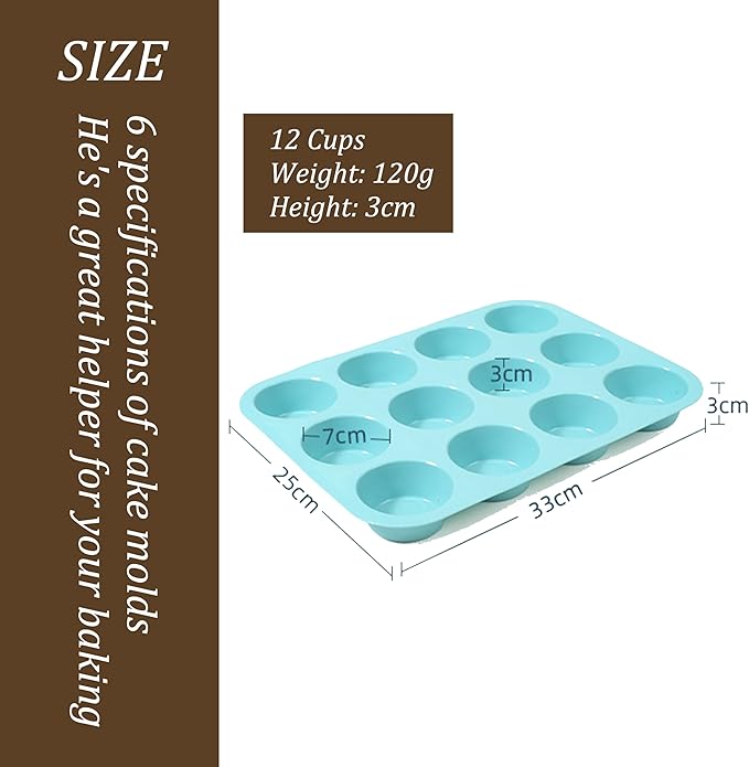 Thickened Silicone Bundt Cake Pan and Moldes Para Gelatinas, Heavy Duty Cake Mold for Baking, BPA Free, Mint Green (Pudding Jelly 12-Cups / 1Pcs) ﻿