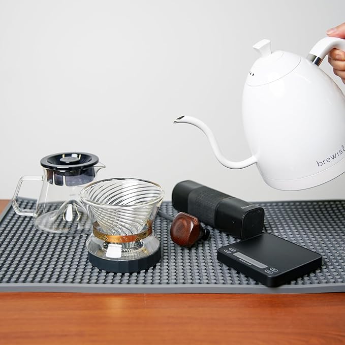 Brewista Artisan Electric Gooseneck Kettle, Water Boiler with LCD Panel, Precise Temperature Control, Fast Boiling and Keep Warm Settings for Pour-Over Coffee & Tea, Café, 1 Liter (All White)