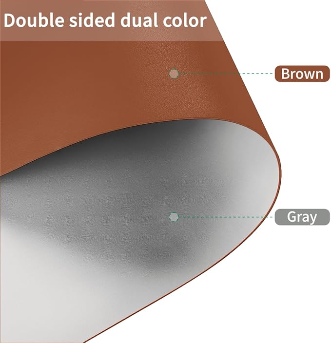 Leather Table Pad,1.8mm Thick,40x66 Inch,Dining Table Pad,Table Pads for Dining Room Table Rectangular,Dining Room Table Cover,Dining Table Cover(Brown+Gray,40x66)
