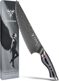 Chef Knife 8 Inch - Professional Japanese Kitchen Knife - Black Damascus Steel with Ergonomic Handle - MIAO Series