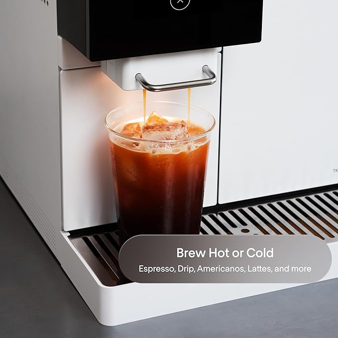 Terra Kaffe Super Automatic Espresso Machine - App-Enabled Coffee Machine - Auto Wake & Sleep - All Milk Types - Roaster-Approved Espresso Settings - Cappuccino Machines for Home - White TK-02