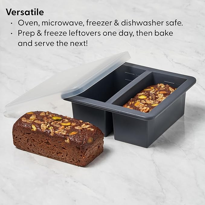 W&P Cup Cubes Silicone Freezer Tray with Lid, Charcoal, Makes 2 Perfect 2-Cup Portions, Freeze & Store Soup, Broth, Sauce, Leftovers, Dishwasher Safe