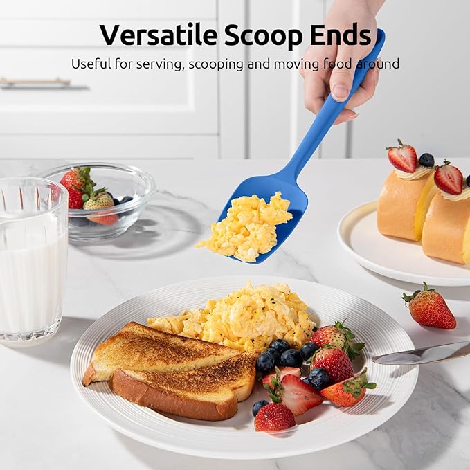 U-Taste Silicone Spoon Spatula Set, 600ºF High Heat Resistant Food Grade Flexible Rubber Scraper, Cooking Mixing Baking Kitchen Utensils Set of 3 (Multicolors)