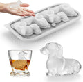 3D Dachshund Ice Cube Mold, 4 Hole Fun Shapes Dog Ice Cube Tray for Whiskey, Cocktail, Bourbon - Cute Novelty Dog Gifts for Women, BPA Free