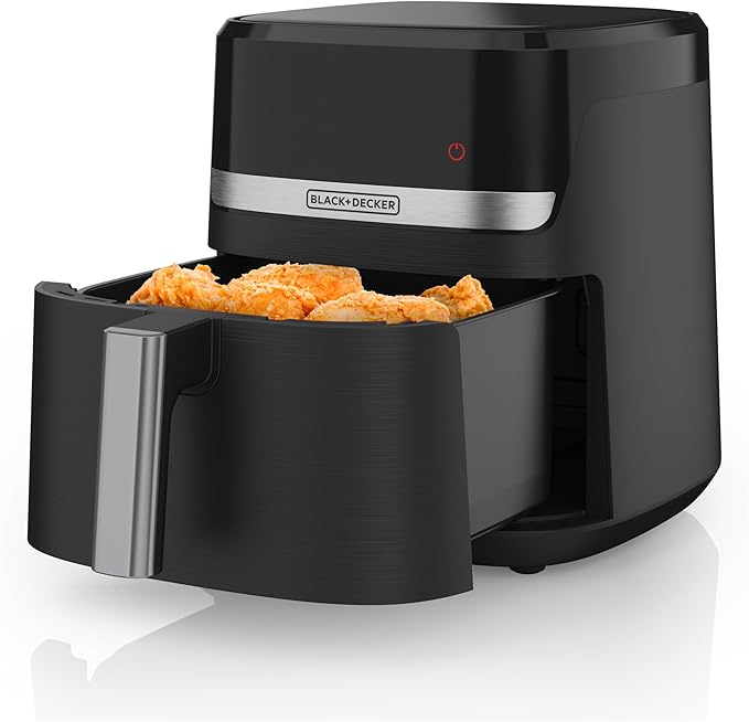 BLACK+DECKER Purifry 4QT Air Fryer, Timer with Auto Shut-off and Shake Reminder, Digital LED Touchscreen and 9 Presets, 1300W up to 400 F, Dishwasher Safe Parts