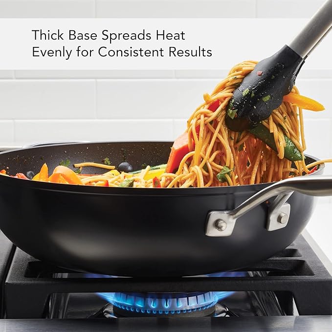 KitchenAid Hard Anodized Induction Nonstick Stir Fry Pan/Wok with Helper Handle, 12.25 Inch - Matte Black