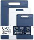 COOK WITH COLOR Non-Slip Cutting Board Set – Kitchen Essentials with Easy Grip Handle for Meat, Veggies, and Fruits, 3 Cutting Boards, Blue and White Marble
