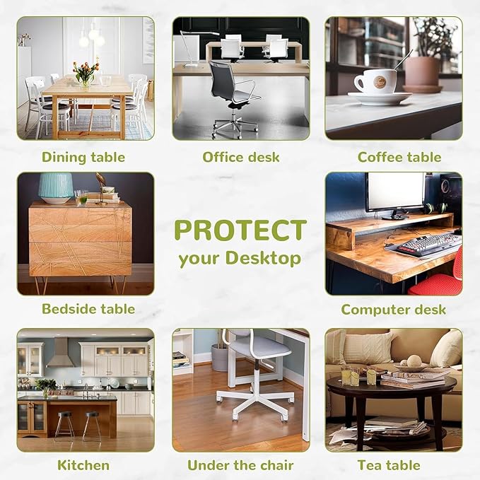 17 x 24 Inch Clear Table Cover Protector, Clear Desk Mat, Table Protector, 1.5mm Plastic Table Cover, Vinyl Table Protector, Desk Mats on Top