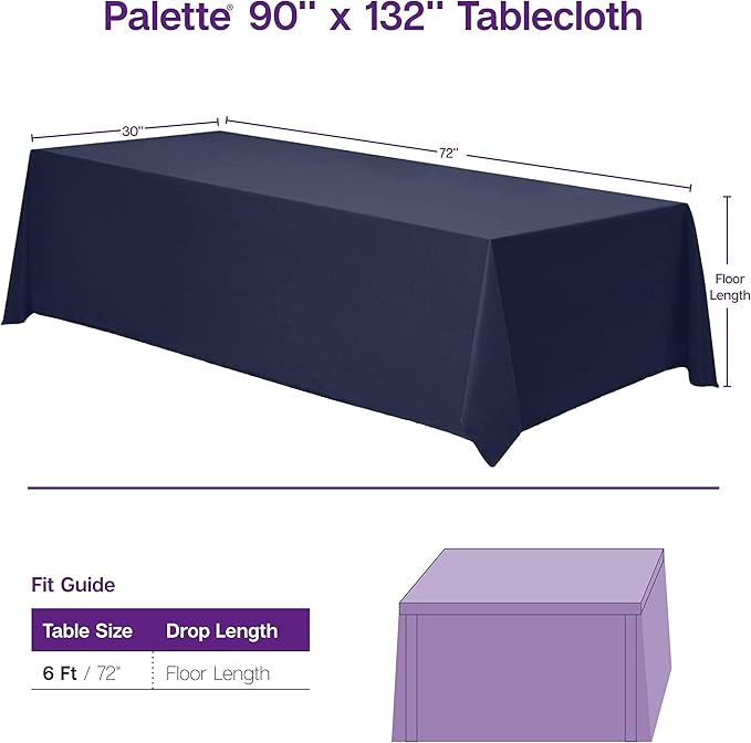 Gee Di Moda Rectangle Tablecloth - 90 x 132 Inch Burgundy Table Cloth for 6 Foot Table with Floor-Length Drop - Heavy Duty Washable Fabric - 6 Ft Buffet Table, Holiday Party, Wedding & Baby Shower