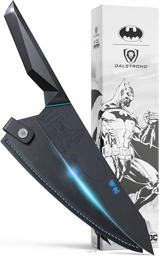 Dalstrong Chef Knife - 8 inch - BATMAN™ Shadow Black Edition - High Carbon 7Cr17MoV Steel - Black Titanium Kitchen Knife - Collection Item - G10 Handle - Chef's Knife Cooking - Sheath