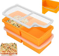 Silicone Freezer Trays with Lid,2-cup Soup Freezer Container large Ice Cube Molds with Reinforced Steel Ring Top for freezing Soup Sauce Broth Leftovers oven Dishwasher -Safe (yellow)