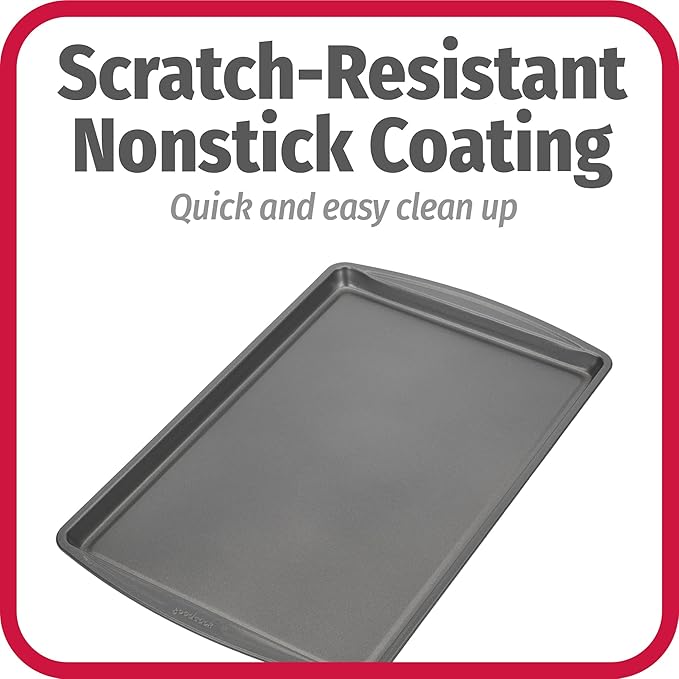 GoodCook Everday Nonstick Carbon Steel 17 x 11-Inch Baking Sheet Set, 2 Pack – Medium Sized Carbon Steel Cooking Pans, Bakeware Set, Cookie Sheets for Baking, Oven Pan Set