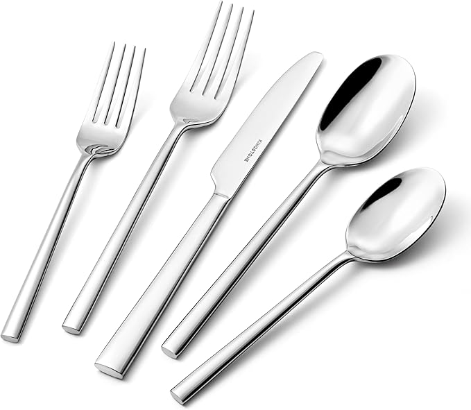 KINGSTONE Silverware Set, 40-Piece Forged Flatware Set Cutlery Set Premium Stainless Steel, Service for 8, for Kitchen, Home, Wedding, Party, Mirror Polished and Dishwasher Safe