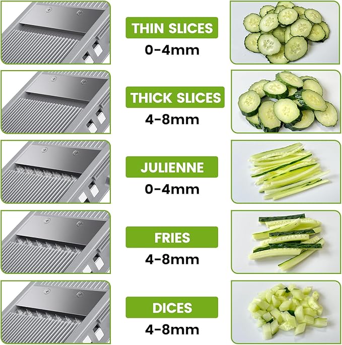 Safe Vegetable Mandoline Slicer for Kitchen, Thickness Adjustable Mandloline Food chopper, Onion Chopper Potato Julienne Slicer Tomato Food Fruit Dicer Cutter
