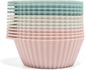 The Silicone Kitchen Reusable Silicone Baking Cups Silicone Muffin Liners for Cupcakes, BPA Free, 12 Pack, Regular, Pink Gray Blue