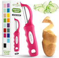 Spring Chef Premium Stainless Steel Vegetable Peeler for Kitchen, Dishwasher Safe Apple Peeler with Non-Slip Handle & Sharp Blades, Peel Potato, Fruit, Veggie, Carrot, Mango, Cucumber - Pink