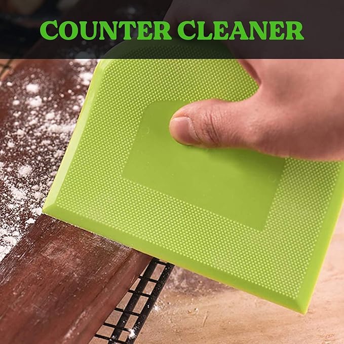 SURDOCA Dough Scraper Bench Scraper - 3P 7.1x4.9" Plastic Flexible Bowl Scraper, Sharp Edge & Angles Cake Scraper. Non-Slip Bakeware Decorating Tools Sculpting & Modeling Tools - Pink+Green+Pink