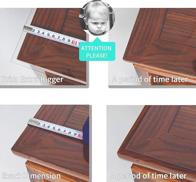 NECAUX Custom 52 x 100 Inch Frosted Table Cover Protector, 1.5mm Thick Wood Grain Transparent Table Pad Non-Slip Tablecloth Plastic Protective Pad for Dining Room Table Conference Table Meeting Table