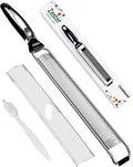 Ourokhome Kitchen Lemon Zester, Stainless Steel Hand Held Parmesan Cheese Grater for Ginger, Chocolate, Coconut, Lime, Nutmeg, Citrus, Fruit, Vegetable with Cleaning Brush, Dishwasher safe, Black