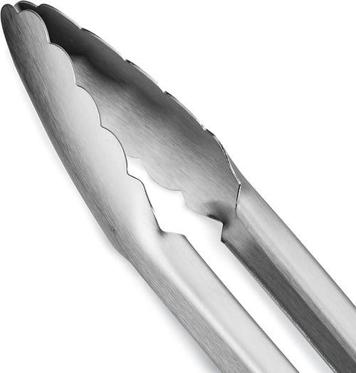 304 Stainless Steel Kitchen Cooking Tongs, 14" and 16" Set of 2 Sturdy Grilling Barbeque Brushed Locking Food Tongs with Ergonomic Grip, Orange