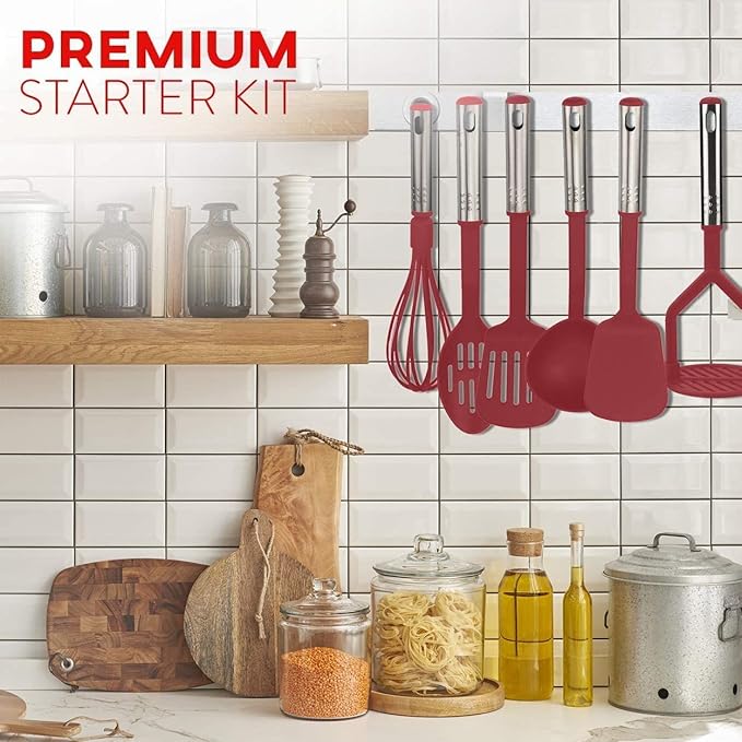 Eatex Nonstick Bakeware Sets with Baking Pans Set, 39 Piece Baking Set with Muffin Pan, Cake Pan & Cookie Sheets for Baking Nonstick Set, Steel Baking Sheets for Oven with Red Kitchen Utensils Set
