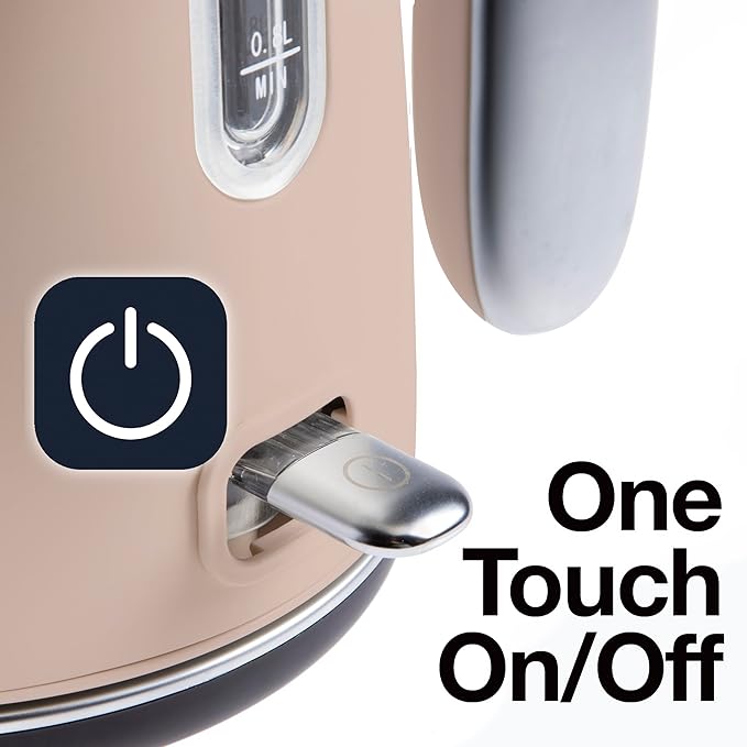 Rae Dunn Electric Hot Water Kettle - Stainless Steel Coffee Maker, Tea Kettle, Swivel Base, With Automatic Shut Off Boil-Dry Protection, Easy Pour Pitcher, 1500 Watt Boiling Power, 1.7 Liters, Blush
