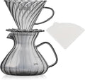 Bincoo Pour Over Coffee Maker Set,650ML Borosilicate Glass Carafe with Coffee Driper&50pcs Paper Filter,Glass Coffee Maker for Home Café Restaurant(Gray)