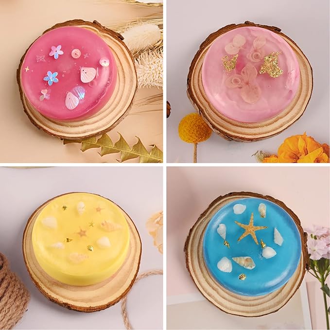 Sakolla 2 Pack 4 Cavity Round Silicone Soap Molds Cylinder Handmade Soap Molds for Soap Making Supplies DIY Bath Bombs Shower Steamer Lotion Bars Cake Baking Candle Tray