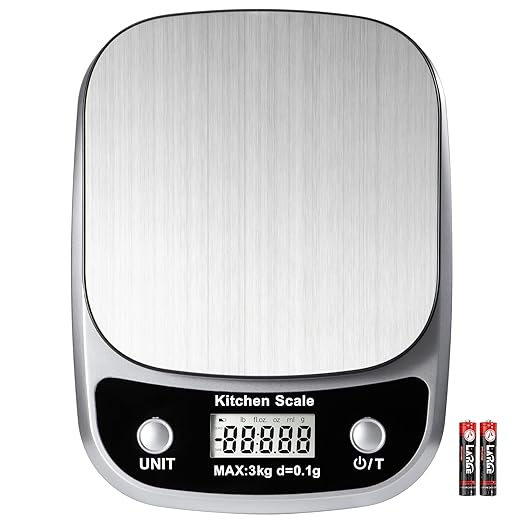 Food Kitchen Scale Digital Weight Grams and Oz，Professional Small Digital Kitchen Food Scales 3kg/0.1g for Weight Loss