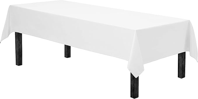 Gee Di Moda Rectangle Tablecloth - 60 x 102 Inch White Table Cloth for 6 Foot Rectangle Table - Heavy Duty Washable Fabric - for 6 Ft Buffet Table, Holiday Party, Dinner, Wedding & Baby Shower
