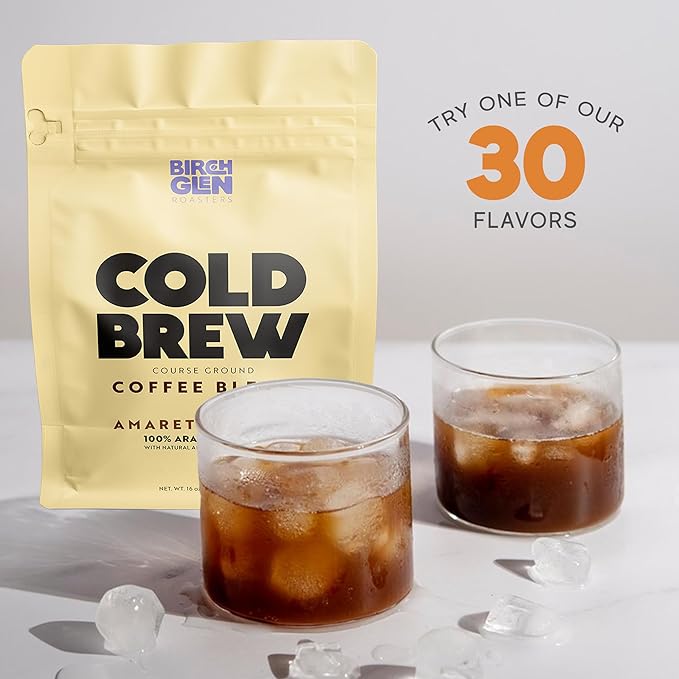 Birch Glen Roasters Cold Brew Coffee | Flavored Coarse Ground Coffee | Medium Roast | Artisanal Roasting | 100% Arabica |1 LB Bag | S'mores