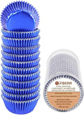 Gifbera Mini Foil Cupcake Liners Metallic Wrappers Muffin Baking Cups 300 Count, Navy Blue