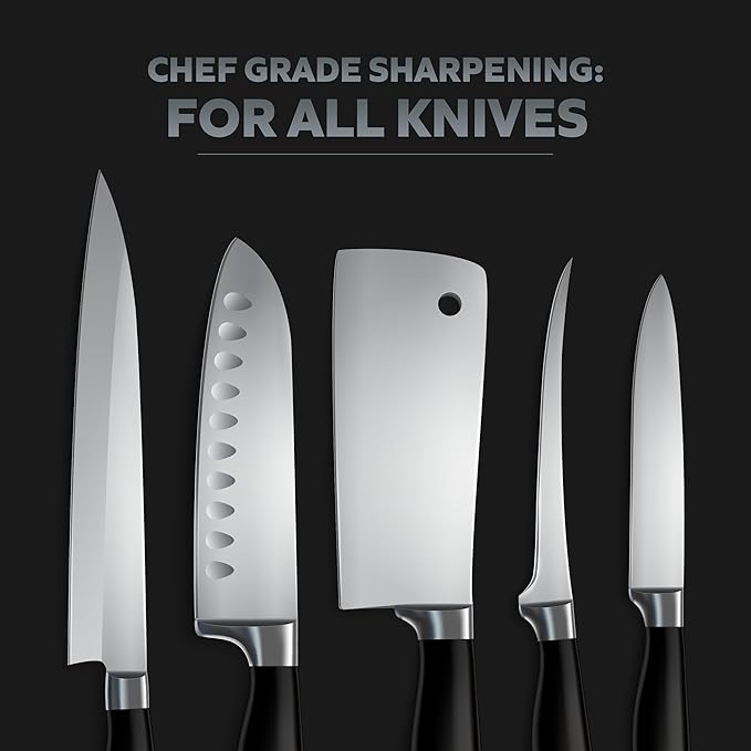 Hugo & Jude BLADE Rolling Knife Sharpener - Sharpening Made Easy with Ergonomic Diamond Rolling Wheel Sharpener, 15° & 20° Magnetic Angles for Kitchen Knife Sharpener - Kitchen Gadgets Gifts
