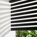 Persilux Cordless Zebra Blinds for Windows (33" W X72 H, Black) Free-Stop Roller Windows Shades Dual Layer Light Control for Day and Night, Light Filtering Sheer Shades for Home, Easy to Install
