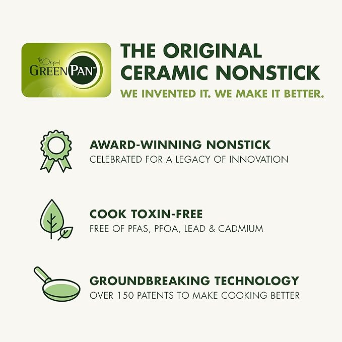 GreenPan Nova 8" Frying Pan Skillet, Oprah’s Favorite Things 2024, Ceramic Nonstick Cookware, PFAS Free, Toxin-Free, Induction Suitable, Dishwasher & Oven Safe, Durable, Easy Clean, Clay