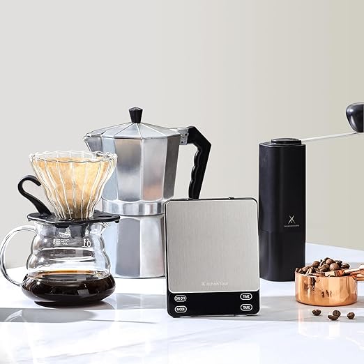 KitchenTour Nano Coffee Scale with Timer 3kg/0.1g, 3 Mode for Espresso Machine and Pour Over, High Precision Pour Over Drip Espresso Scale with Back-Lit LCD Display