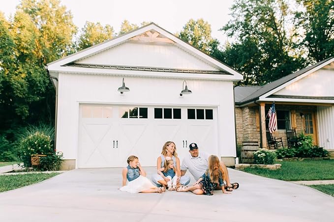 Steel Lighting Co. Gardena Barn Light | Outdoor Wall Mounted | 16" Dome | 16" Gooseneck | Farmhouse Light Made in America | Modern Gray Exterior/Brass Interior