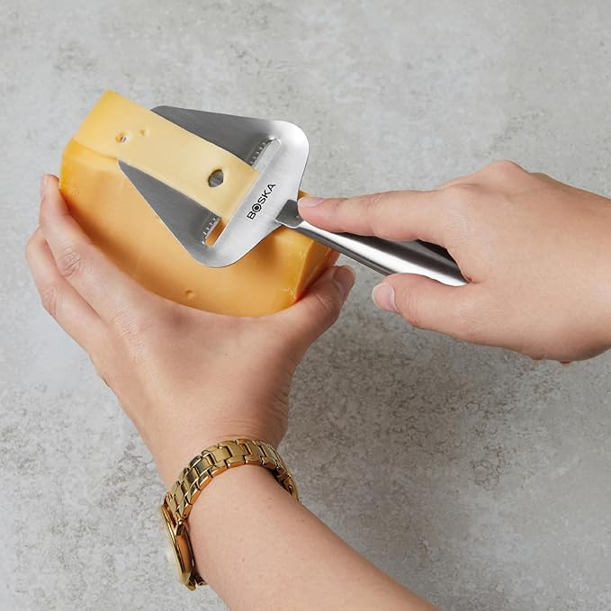 Boska Stainless Steel Cheese Slicer - Copenhagen For All Types of Cheese - Multi-Functional Cheese Slicer - Handheld Slicer - Silver Non-Stick - Dishwasher Safe - For Kitchen Cooking
