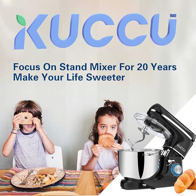 Stand Mixer, 6.5 Qt 660W, 6-Speed Tilt-Head Food Dough Mixer, Kitchen Electric Mixer with Stainless Steel Bowl,Dough Hook,Whisk, Beater, Egg white separator (6.5-QT, Black)