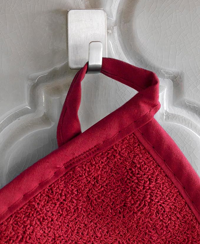 RITZ Terry Potholder & Hot Pad: Unparalleled Heat Resistant, Durable 100% Cotton – Ergonomically Designed for Optimal Grip – Easy-Care Machine Washable – 4-Pack, Paprika/Federal