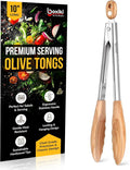 Boxiki Kitchen Tongs for Cooking with Wooden Tips - Wooden Tongs Ideal for BBQ, Salad, Toaster, Bread & Pickles - Made of Natural Olive Wood, Size 12 Inch