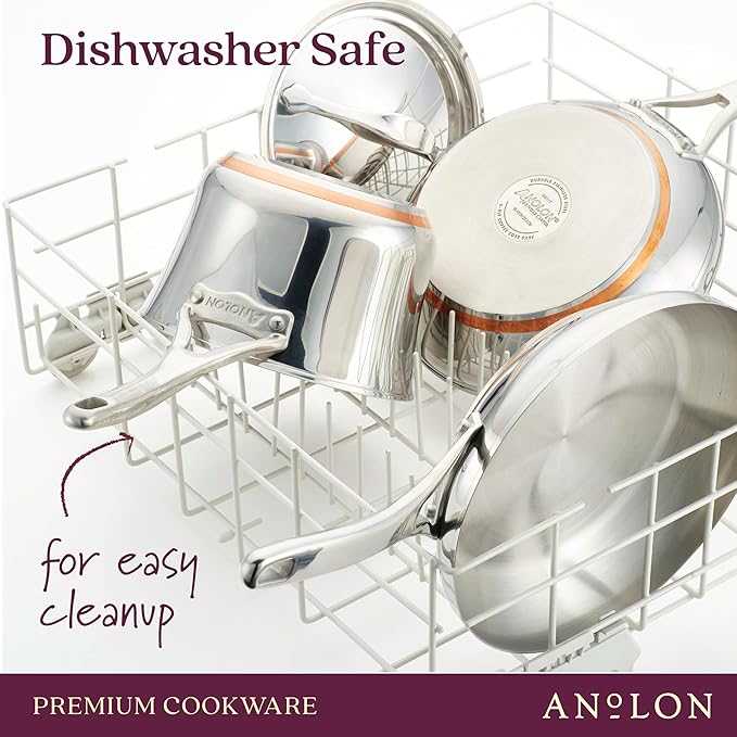Anolon Stainless Steel & Hard Anodized Aluminum, Cookware Set (11 Piece)
