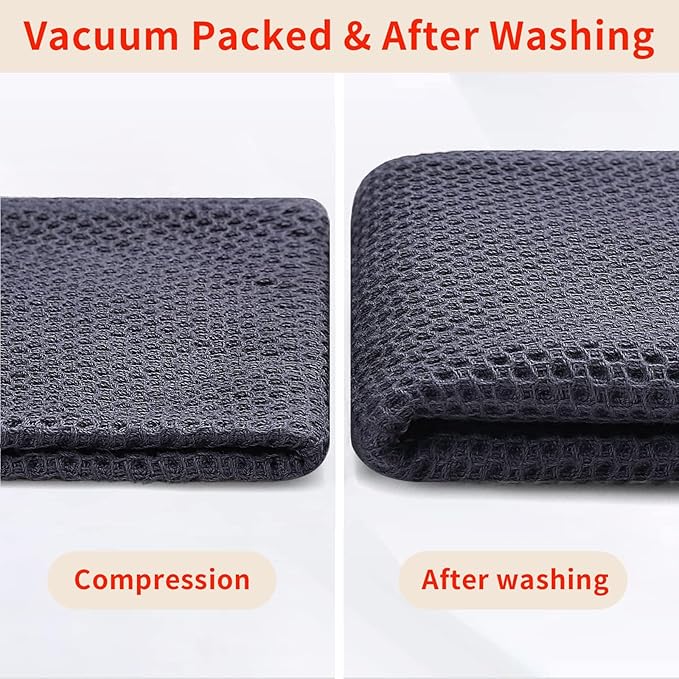 Homaxy 100% Cotton Oversized Waffle Weave Kitchen Dish Towels, Ultra Soft Absorbent Quick Drying Cleaning Towel, 20 x 28 Inches, 8-Pack, Dark Grey