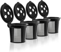 4 Reusable K Cups for Keurig K Supreme, K Supreme Plus, K Slim with Multistream Technology, K-Duo Hot & Iced - 4 Black Refillable Kcups Coffee Filters for Keurig Coffee Makers