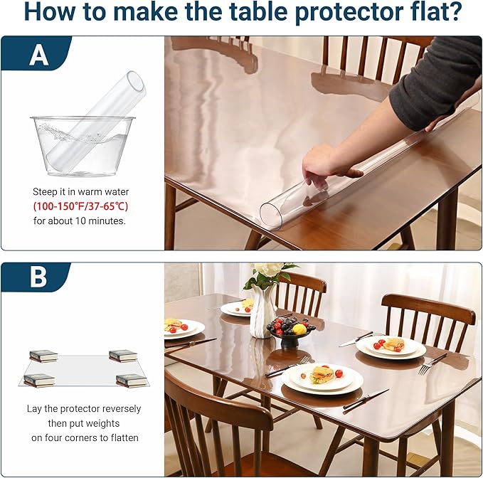 Clear Round Table Cover Protector 41 Inch, 1.5mm Transparent Plastic Table Protector Waterproof, Anti-Scratch Clear Desk Mat for Office Desktop Dresser Dining Table, FDA Compliant