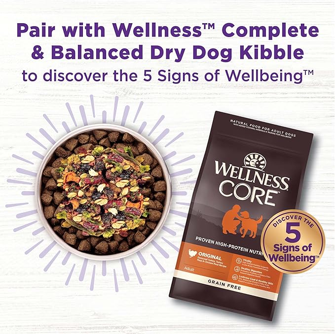 Wellness Bowl Boosters, Dog Food Topper for Small, Medium, & Large Breeds, Grain Free, Natural, Freeze Dried, Heart Health Chicken, 4 Ounce Bag (Pack of 1)